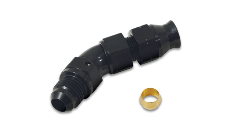 Vibrant 45 Degree 1/2in Tube to Male - 8AN Flare Adapter w/ Olive Inserts - Vibrant