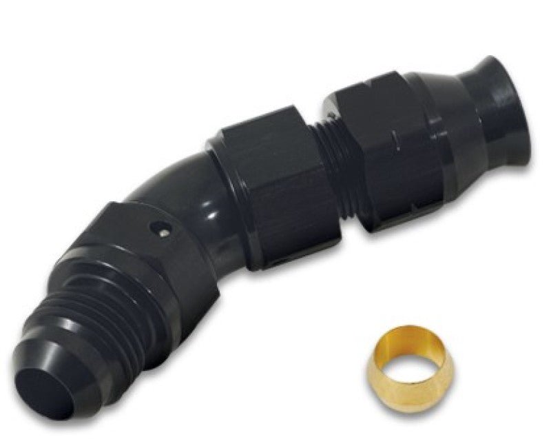 Vibrant 45 Degree 3/8in Tube to Male - 6AN Flare Adapter w/ Olive Inserts - Vibrant