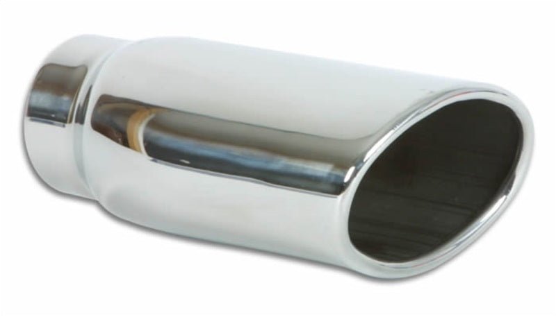 Vibrant 4.5in x 3in Oval SS Exhaust Tip (Single Wall Angle Cut Rolled Edge) - Vibrant