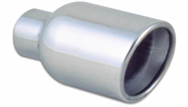 Vibrant 4in Round SS Exhaust Tip (Double Wall Resonated Angle Cut Rolled Edge) - Vibrant