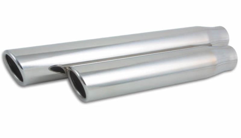 Vibrant 4in Round SS Truck/SUV Exh Tip (Single wall Angle Cut Rolled Edge) - 2.5in inlet 18in long - Vibrant