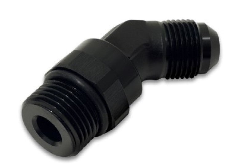 Vibrant - 6AN Male Flare to Male - 8AN ORB Swivel 45 Degree Adapter Fitting - Anodized Black - Vibrant