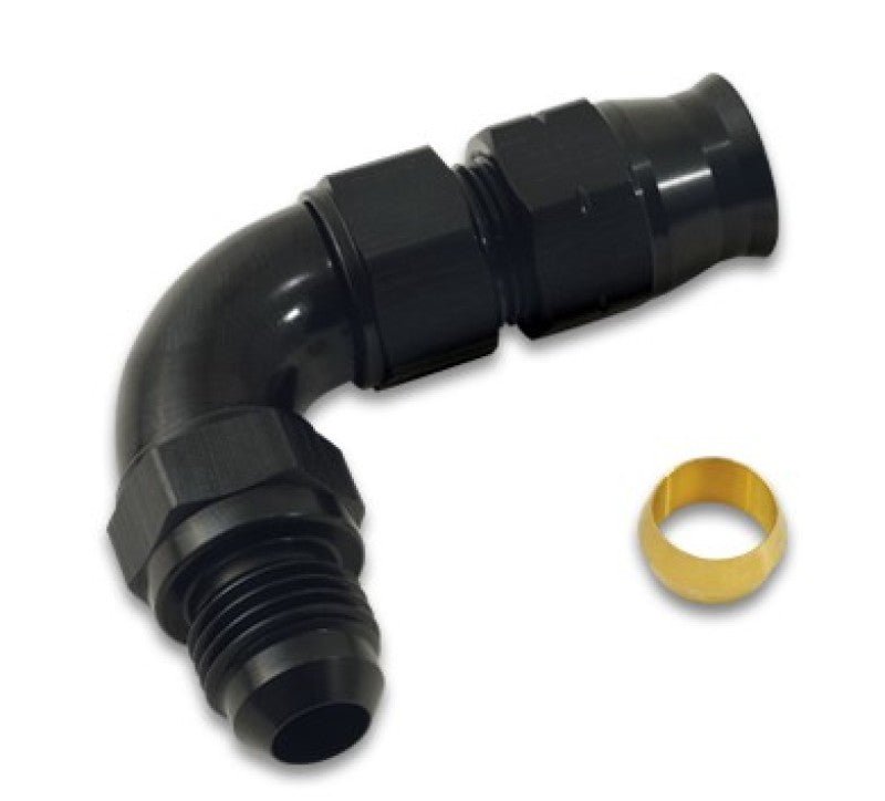 Vibrant 90 Degree 1/2in Tube to Male - 8AN Flare Adapter w/ Olive Inserts - Vibrant