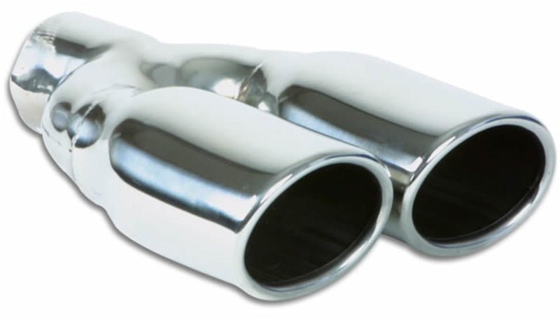 Vibrant Dual 3.25in x 2.75in Oval SS Exhaust Tip (Single Wall Angle Cut Rolled Edge) - Vibrant