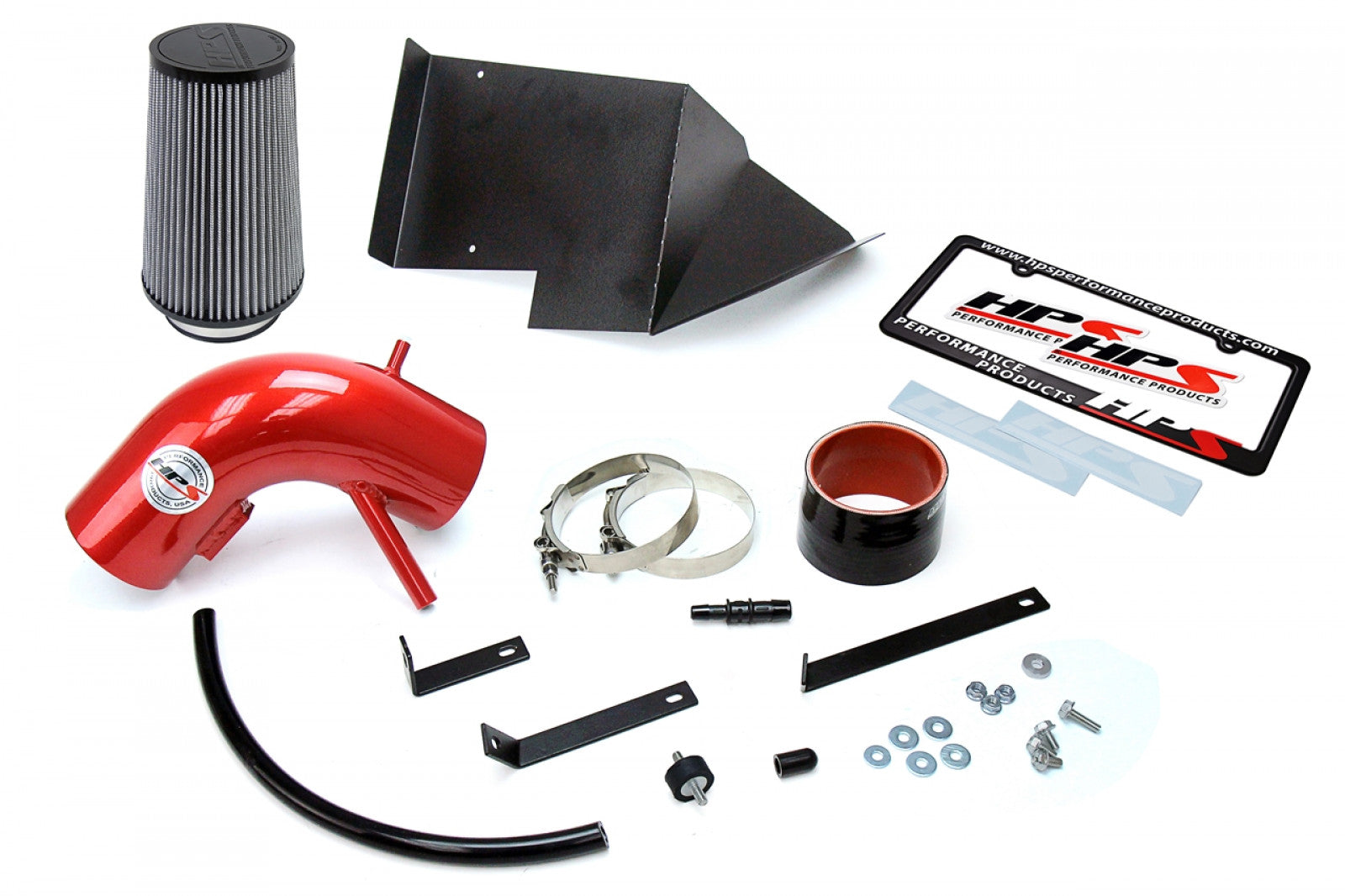 HPS Performance Kit de admisión de aire frío rojo para Hyundai Genesis Coupe 3.8L V6 13-15